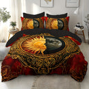 3D Printed Bed Sheet And Pillowcase Set with a Sun And Moon Design (1 Duvet Cover + 1/2 Pillowcases), Made from Soft And Comfortable Fabric Suitable for Bedrooms And Guest Rooms, Does Not Include Filling.