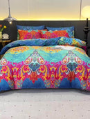 Bohemian Style 3pcs Duvet Cover Set - Breathable and Soft Polyester Material with Zipper Closure - Includes 1 Duvet Cover and 2 Randomly Cut Pillowcases (Patterns May Vary), Filler Not Included