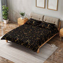 Black Marble Pattern Golden Printed Duvet Cover and Pillowcase Bedding Set, with A Light Luxury High-end Creative Design Three-piece Bedding Set, Soft and Comfortable Bedding Suitable for All Seasons