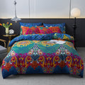 Bohemian Style 3pcs Duvet Cover Set - Breathable and Soft Polyester Material with Zipper Closure - Includes 1 Duvet Cover and 2 Randomly Cut Pillowcases (Patterns May Vary), Filler Not Included
