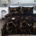 Black Marble Pattern Golden Printed Duvet Cover and Pillowcase Bedding Set, with A Light Luxury High-end Creative Design Three-piece Bedding Set, Soft and Comfortable Bedding Suitable for All Seasons
