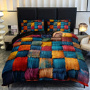 2/3pcs Plaid Color-Block Quilt Set | 1 Duvet Cover + 1/2 Pillowcases, All-Season High-Definition Print, Polyester, Machine Washable