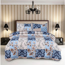 3 Piece Patchwork Reversible Bedspread Quilt Comfort Bed Throw Set Double & King