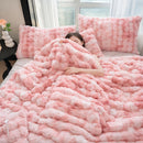 Luxury King Size Faux Fur Blanket | Double Sided Bubble Plush Throw, Machine Washable & Anti-Shedding, Oversized Warm Bedspread for Bed Sofa - Perfect Valentine'S Day, Christmas or Birthday Gift | Microfiber, Satin Weave, Boh