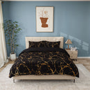 Black Marble Pattern Golden Printed Duvet Cover and Pillowcase Bedding Set, with A Light Luxury High-end Creative Design Three-piece Bedding Set, Soft and Comfortable Bedding Suitable for All Seasons