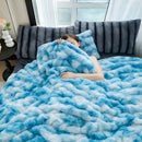 Luxury King Size Faux Fur Blanket | Double Sided Bubble Plush Throw, Machine Washable & Anti-Shedding, Oversized Warm Bedspread for Bed Sofa - Perfect Valentine'S Day, Christmas or Birthday Gift | Microfiber, Satin Weave, Boh