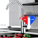 Kitchen faucet with hot and cold water.