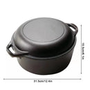 2-in-1 cast iron pan with double handles.