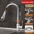 Stainless steel extendable kitchen faucet.