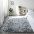 Gray shaggy rug for living room, super soft