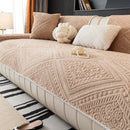 Soft microfiber sofa cover with elastic hem.