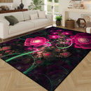 3D floral print area rug.