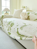 Plush sofa cover for autumn and winter.