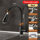 Stainless steel extendable kitchen faucet.