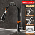 Stainless steel extendable kitchen faucet.