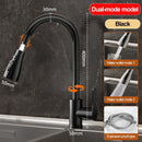 Stainless steel extendable kitchen faucet.