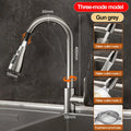 Stainless steel extendable kitchen faucet.
