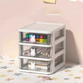 Stackable transparent drawer organizer with 2 to 5 layers.