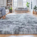Gray shaggy rug for living room, super soft