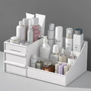 Makeup organizer box with plastic drawer