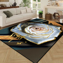 3D floral print area rug.