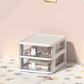 Stackable transparent drawer organizer with 2 to 5 layers.