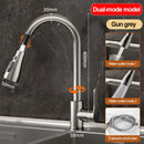 Stainless steel extendable kitchen faucet.