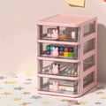 Stackable transparent drawer organizer with 2 to 5 layers.