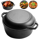2-in-1 cast iron pan with double handles.