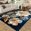 3D floral print area rug.