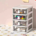 Stackable transparent drawer organizer with 2 to 5 layers.