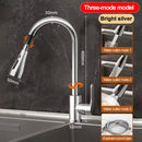 Stainless steel extendable kitchen faucet.