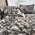 Luxury King Size Faux Fur Blanket | Double Sided Bubble Plush Throw, Machine Washable & Anti-Shedding, Oversized Warm Bedspread for Bed Sofa - Perfect Valentine'S Day, Christmas or Birthday Gift | Microfiber, Satin Weave, Boh