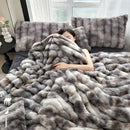 Luxury King Size Faux Fur Blanket | Double Sided Bubble Plush Throw, Machine Washable & Anti-Shedding, Oversized Warm Bedspread for Bed Sofa - Perfect Valentine'S Day, Christmas or Birthday Gift | Microfiber, Satin Weave, Boh