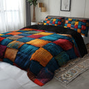 2/3pcs Plaid Color-Block Quilt Set | 1 Duvet Cover + 1/2 Pillowcases, All-Season High-Definition Print, Polyester, Machine Washable