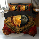 3D Printed Bed Sheet And Pillowcase Set with a Sun And Moon Design (1 Duvet Cover + 1/2 Pillowcases), Made from Soft And Comfortable Fabric Suitable for Bedrooms And Guest Rooms, Does Not Include Filling.