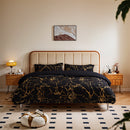 Black Marble Pattern Golden Printed Duvet Cover and Pillowcase Bedding Set, with A Light Luxury High-end Creative Design Three-piece Bedding Set, Soft and Comfortable Bedding Suitable for All Seasons