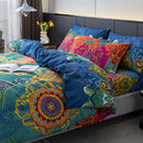 Bohemian Style 3pcs Duvet Cover Set - Breathable and Soft Polyester Material with Zipper Closure - Includes 1 Duvet Cover and 2 Randomly Cut Pillowcases (Patterns May Vary), Filler Not Included