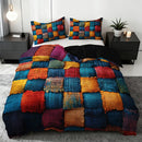 2/3pcs Plaid Color-Block Quilt Set | 1 Duvet Cover + 1/2 Pillowcases, All-Season High-Definition Print, Polyester, Machine Washable