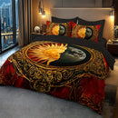3D Printed Bed Sheet And Pillowcase Set with a Sun And Moon Design (1 Duvet Cover + 1/2 Pillowcases), Made from Soft And Comfortable Fabric Suitable for Bedrooms And Guest Rooms, Does Not Include Filling.