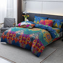 Bohemian Style 3pcs Duvet Cover Set - Breathable and Soft Polyester Material with Zipper Closure - Includes 1 Duvet Cover and 2 Randomly Cut Pillowcases (Patterns May Vary), Filler Not Included